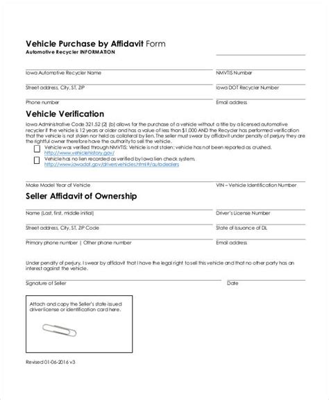 Free 11 Vehicle Affidavit Forms In Pdf Ms Word
