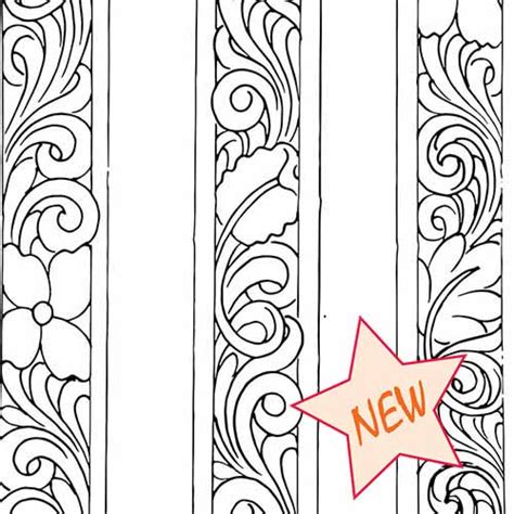 Free leather belt carving patterns, leather belt carving designs, leather carving belt. Ribbon Scroll Three Belt Pattern - Don Gonzales Saddlery