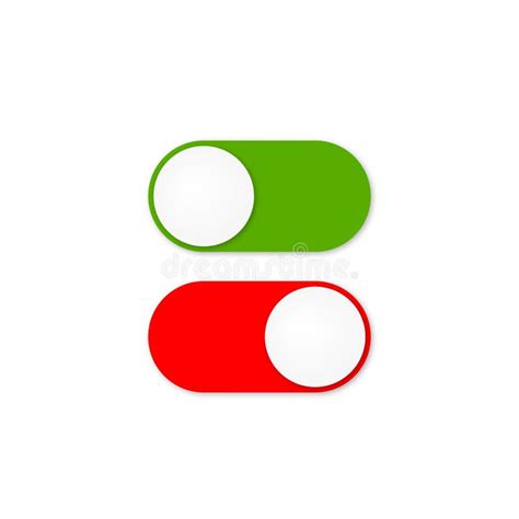On And Off Slider Buttons Red And Green Switch Interface Buttons Stock