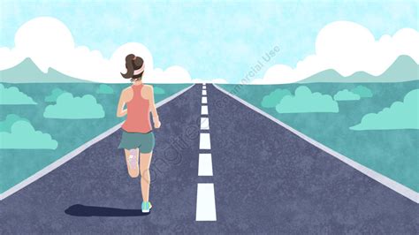 Running Girl Moving Forward Inspirational Illustration Run Girl
