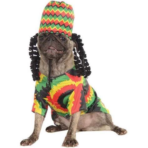 Rasta Dog Costume One Love Shirt Hat With Dredlocks Dreadlocks Size