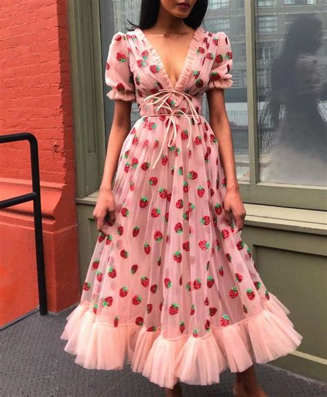 Strawberry Short Sleeve Midi Dress Thefashionfever In 2020 Short Sleeve Prom Dresses