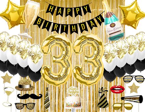 33rd Birthday Party Decoraciones 33rd Gold Party Supplies 33rd Etsy
