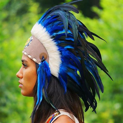Royal Blue Feather Headdress Indian Headdress Novum Crafts