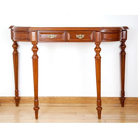 The desk is profusely painted all over with classical figures. The Silver Teak Sheraton Style Reeded Console Table | Perigold