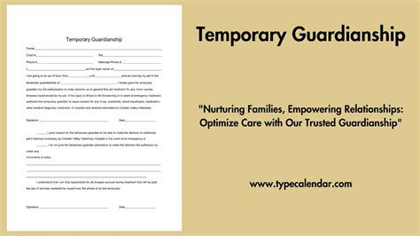 Free Printable Temporary Guardianship Templates Pdf Word Form Letter