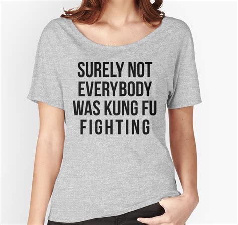 Surely Not Everybody Was Kung Fu Fighting By Kjanedesigns Navy Gold V Neck T Shirts For Women
