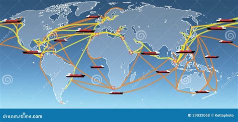 World Shipping Routes Map Stock Photo Image Of Lane 29032068