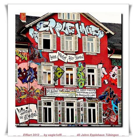 Festival open air aftershow, epplehaus tübingen, itz/zimmertheater tübingen opening party, at many project parties related to tübingen's alternative scene (schelling, haus lichtenstein, sachsenhaus,…) and most importantly at lovely secret spots in the woods. Case dipinte 2 | Germany europe, Tubingen, Street art