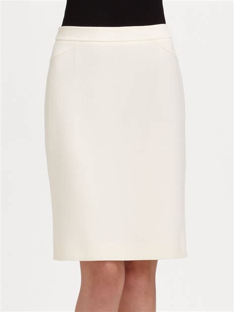 Armani Wool Crepe Pencil Skirt In White Off White Lyst