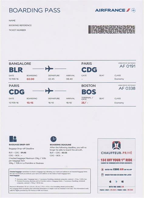 The Travelers Drawer Air France Boarding Pass For The Flights Af