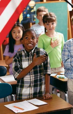 Reciting the pledge stirs up curiosity regarding their country, thereby inculcating a feeling of patriotism in the long run. Pledge of Allegiance - Kids | Britannica Kids | Homework Help