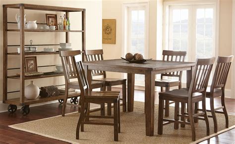 Hailee Antique Oak Extendable Square Counter Height Dining Room Set