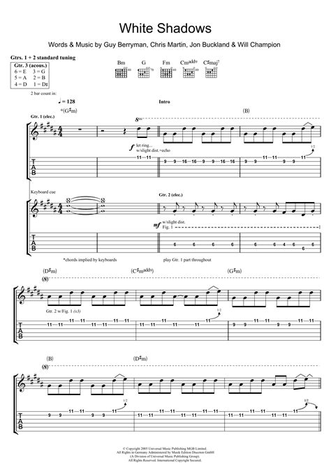 White Shadows By Coldplay Guitar Tab Guitar Instructor