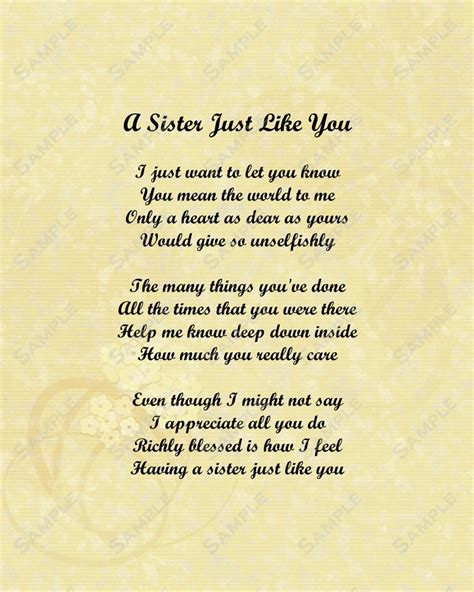 Sister Love Poem 8 X 10 Print In 2021 Big Sister Quotes Little