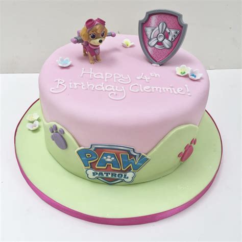 Paw Patrol Skye Cake Topper Edible Personalised Round Birthday Cake