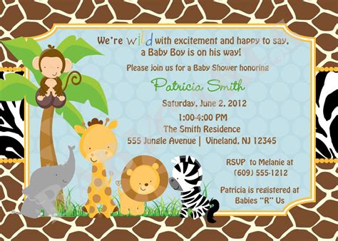 Free Printable Safari Baby Shower Invitations Safari Ba Sho Animal