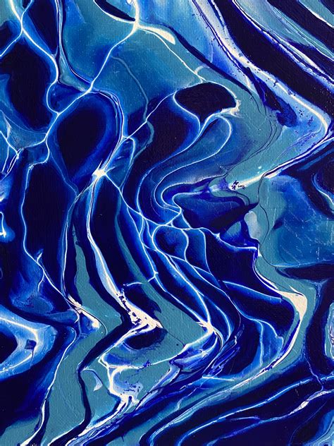 Blue Water Abstract Art Painting Glossy Finished Original Etsy