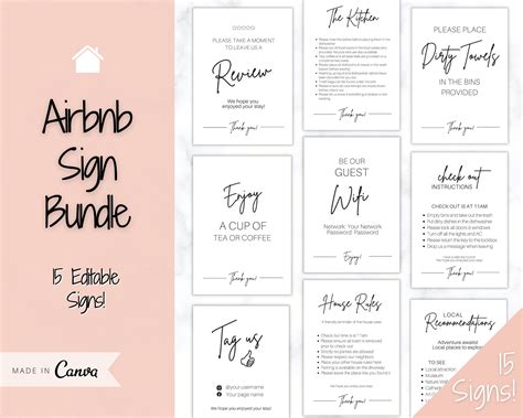 Airbnb Posters Editable Template Bundle Wifi Password Etsy Uk