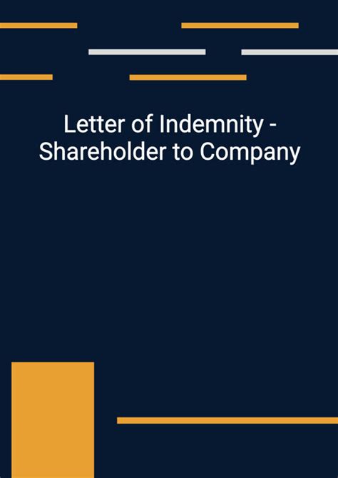 Letter Of Indemnity Shareholder To Company Template In Word Doc