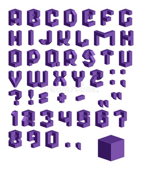 Fuente Isométrica Vectorial 3d Colección Violeta De Números De Letras