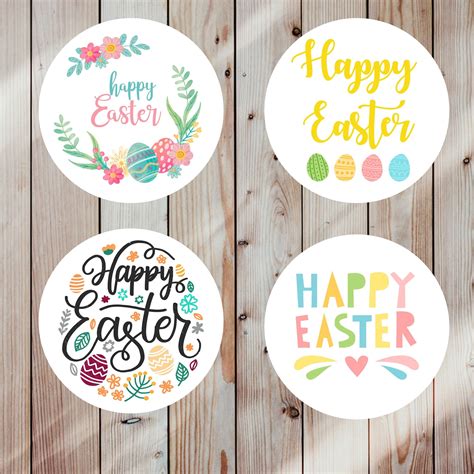 Happy Easter Labels Happy Easter Stickers Cute Easter Etsy
