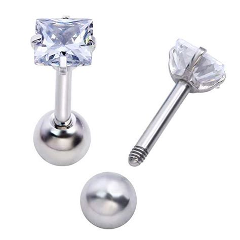 Mini Cubic Zirconia 16g Earring Studs Round Rhinestone Diamond