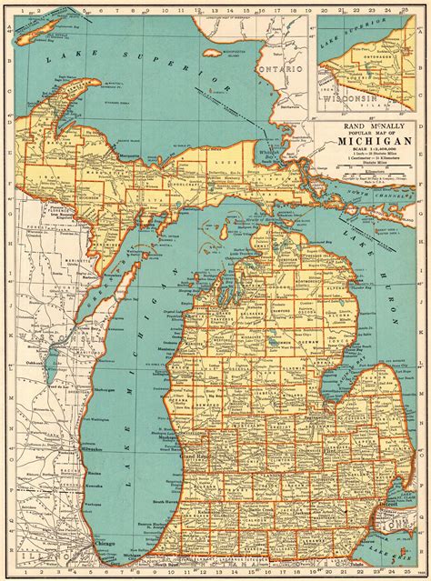1939 Antique MICHIGAN State MAP Vintage Map of Michigan | Etsy | Map of michigan, Michigan state 