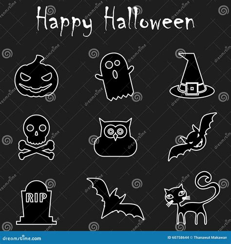 Halloween Outline Icons Stock Vector Image 60758644