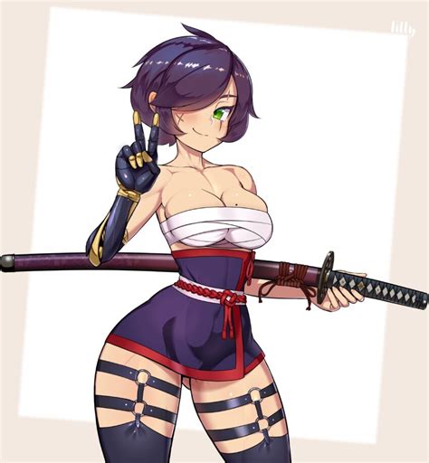 nisetanaka original commission highres 1girl armor bare shoulders black thighhighs