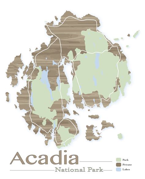 Acadia National Park Map National Park Map National Park Etsy