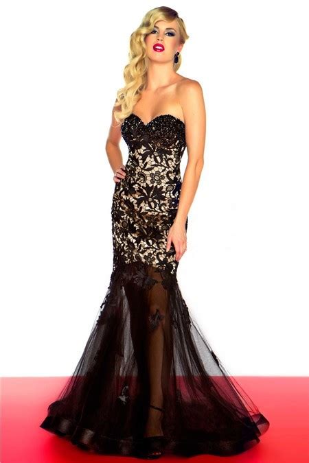 Mermaid Sweetheart Long Black Tulle Lace Beaded Occasion