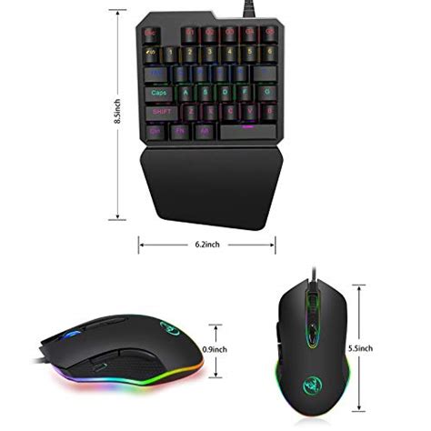 Eeekit One Handed Wired Gaming Keyboard And Mouse Combo Mechanical