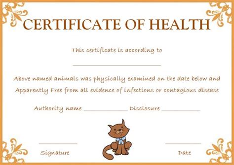 Pet Health Certificate Template 9 Word Templates To Intended For