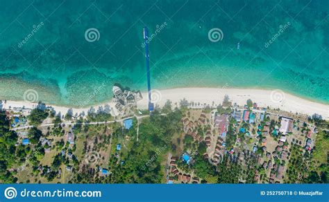 Aerial Drone View Of Coastal Scenery At Besar Island Or Pulau Besar In