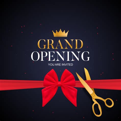 Grand Opening Card With Ribbon And Scissors Background 2449769 Vector