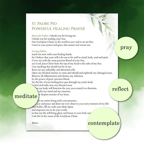 St. Padre Pio Healing Prayer Printable, Padre Pio Prayer, Powerful