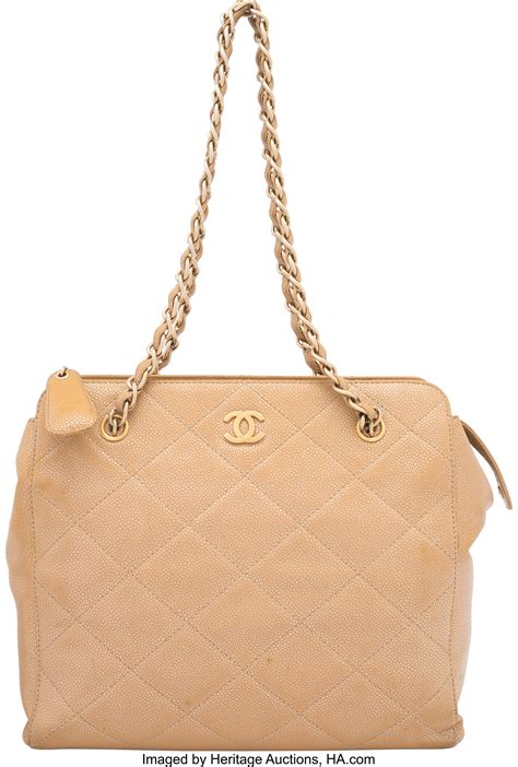 Chanel Beige Quilted Caviar Leather Shoulder Bag Condition 4 Lot