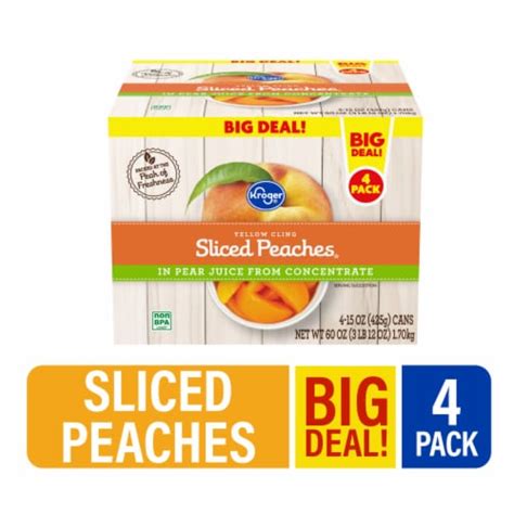 Kroger® Yellow Cling Sliced Peaches 4 Ct 15 Oz Frys Food Stores