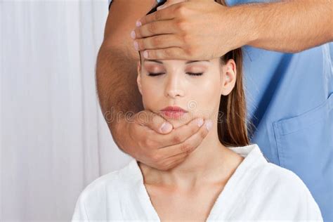 Masseuse Giving Head Massage To Woman Stock Photo Image Of Beautiful Female