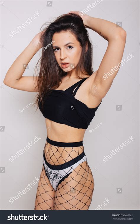 Sexy Brunette Girl Slender Figure Posing Shutterstock