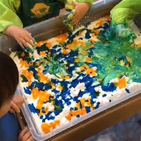 Exploring Colors With Shaving Cream And Paint Heart For Kids