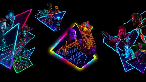 Avengers Infinity War 80s Neon Style Art Full Hd Wallpaper