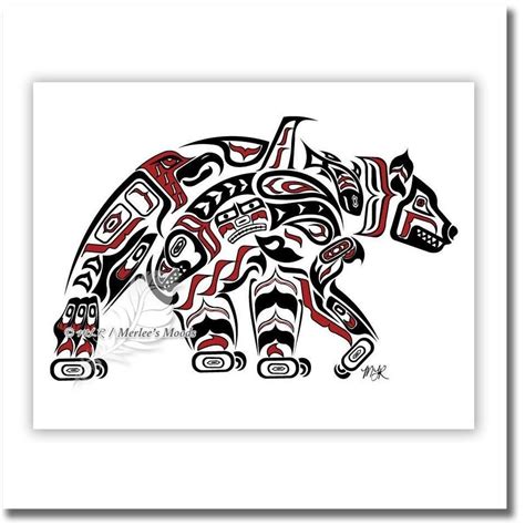 11x14 Kodiak Native American Art Haida Tlingit Bear Pacific