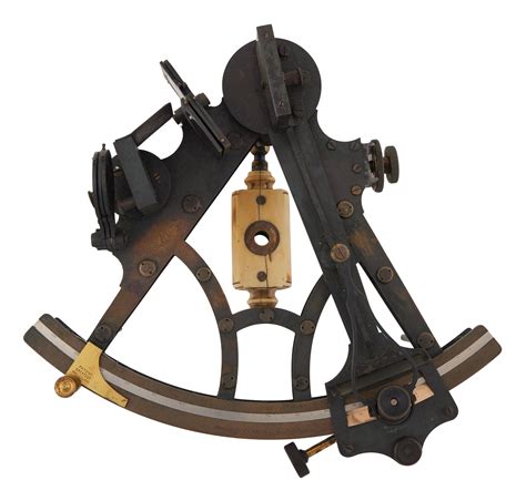 lot cased brass double frame sextant london 19th century case height 6” width 13” depth 12”
