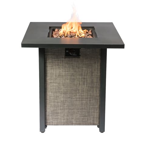 Teamson Home Firepit Outdoor Gas Fire Pit Metal Fabric Lava Rock