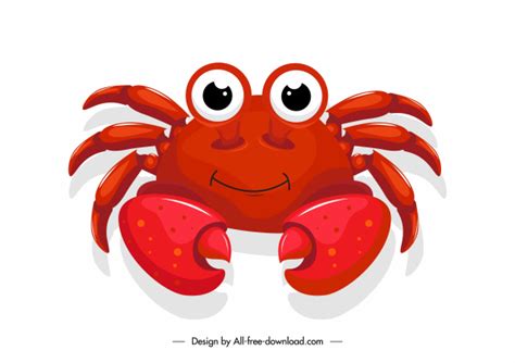 Crab Icon Cute Cartoon Sketch Shiny Design Vectors Graphic Art Designs