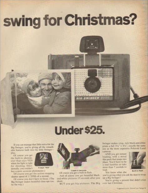 1968 Vintage Ad For Big Swinger`retro Camera Price Photo Polaroid