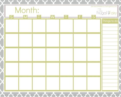 Free Blank Printable Calendar The Frugal Fairy Calendar Printables