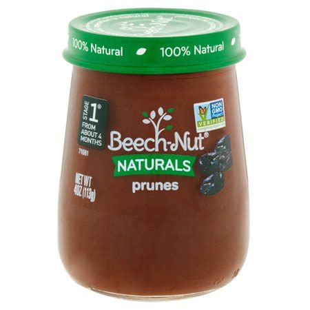 An easy puree made with fresh pears, prunes and cloves. Beech-Nut Naturals Prunes Stage 1 Baby Food, 4 oz ...